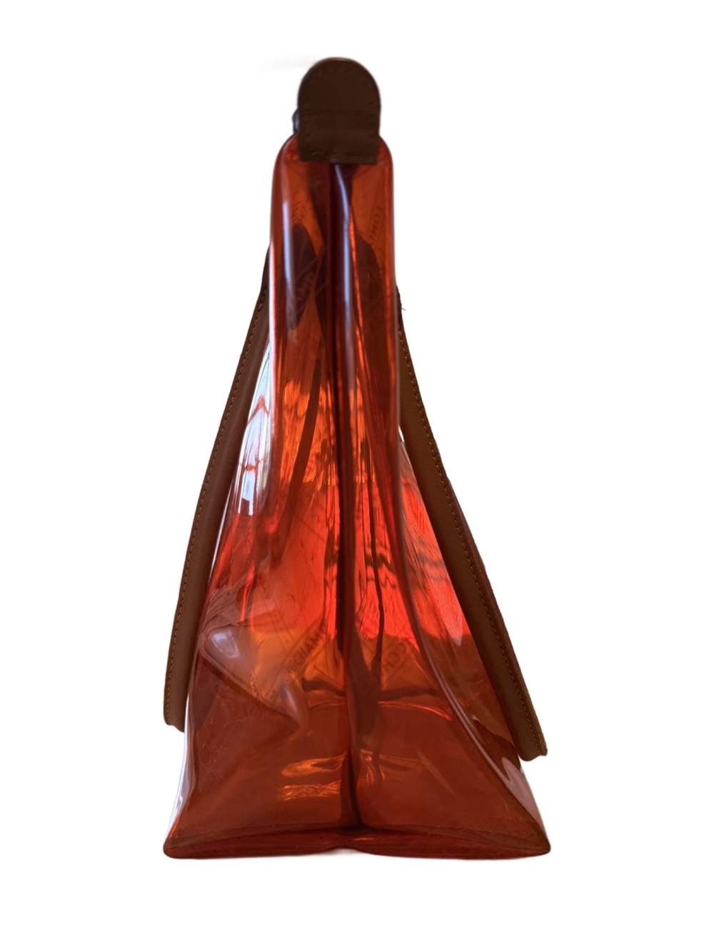 Longchamp Le Pliage Transparent Orange PVC Shoulder Tote -Made in France - Picture 6 of 14